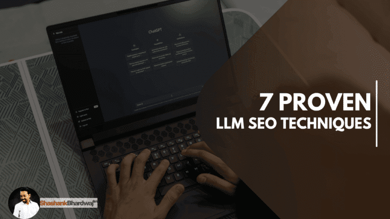 Laptop displaying LLM SEO techniques overview